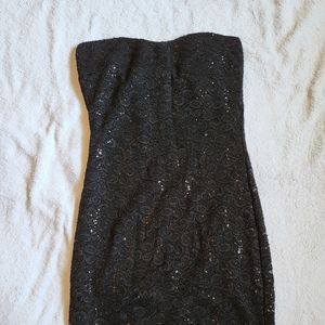 Strapless Black Lace Dress